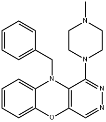 10-Benzyl-1-(4-methyl-1-piperazinyl)-7-nitro-10H-pyridazino[4,5-b][1,4]benzoxazine 구조식 이미지