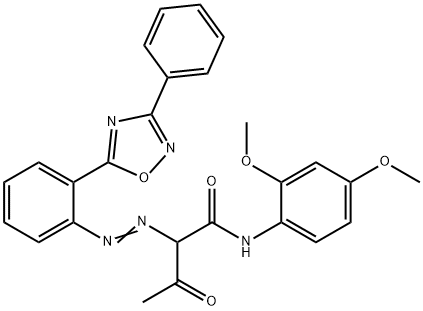 N-(2,4-dimethoxyphenyl)-3-oxo-2-[[2-(3-phenyl-1,2,4-oxadiazol-5-yl)phenyl]azo]butyramide 구조식 이미지