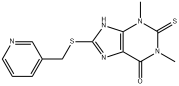 8-[(3-Pyridylmethyl)thio]-3,7-dihydro-1,3-dimethyl-2-thioxo-1H-purin-6-one 구조식 이미지