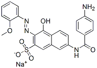 sodium 7-[(4-aminobenzoyl)amino]-4-hydroxy-3-[(2-methoxyphenyl)azo]naphthalene-2-sulphonate  구조식 이미지