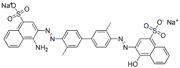 4-Amino-3-[[4'-[(1-hydroxy-4-sulfo-2-naphtyl)azo]-3,3'-dimethyl-1,1'-biphenyl-4-yl]azo]-1-naphthalenesulfonic acid disodium salt Structure
