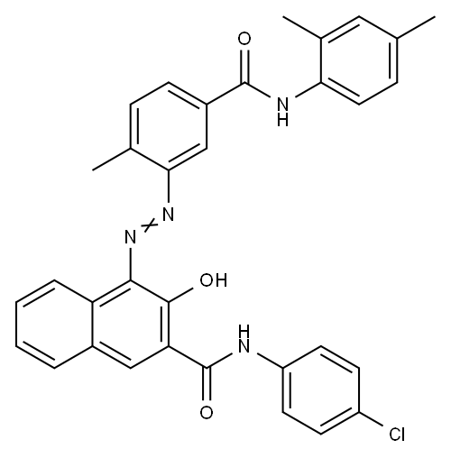 N-(4-Chlorophenyl)-4-[[5-[[(2,4-dimethylphenyl)amino]carbonyl]-2-methylphenyl]azo]-3-hydroxy-2-naphthalenecarboxamide 구조식 이미지