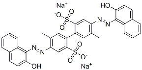 disodium 4,4'-bis[(2-hydroxy-1-naphthyl)azo]-5,5'-dimethyl[1,1'-biphenyl]-2,2'-disulphonate  Structure