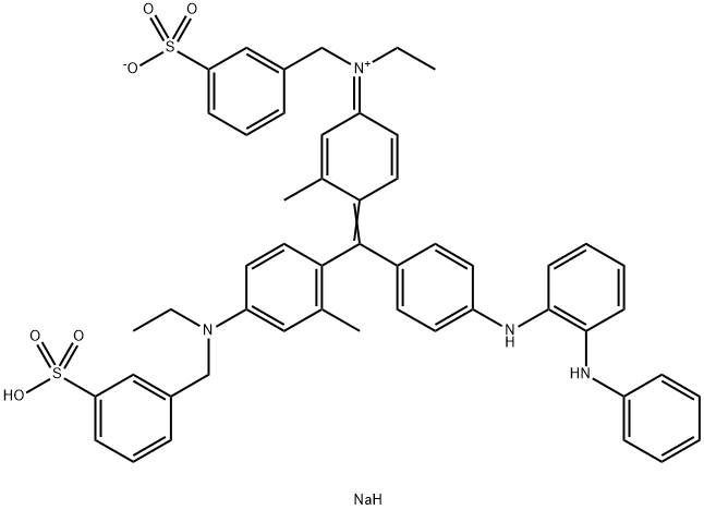 N-Ethyl-N-[4-[[4-[N-ethyl-N-(3-sodiosulfobenzyl)amino]-2-methylphenyl][4-[[2-(phenylamino)phenyl]amino]phenyl]methylene]-3-methyl-2,5-cyclohexadien-1-ylidene]-3-sulfonatobenzenemethanaminium 구조식 이미지