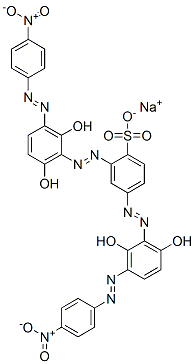 2,4-Bis[[2,6-dihydroxy-3-[(4-nitrophenyl)azo]phenyl]azo]benzenesulfonic acid sodium salt 구조식 이미지