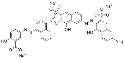 trisodium 5-[[4-[[7-[(6-amino-1-hydroxy-3-sulphonato-2-naphthyl)azo]-1-hydroxy-3-sulphonato-2-naphthyl]azo]-1-naphthyl]azo]salicylate  Structure