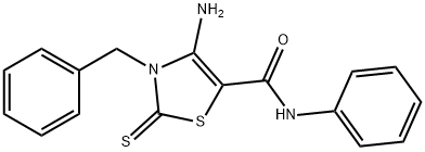 5-Thiazolecarboxamide, 2,3-dihydro-4-amino-N-phenyl-3-(phenylmethyl)-2 -thioxo-, hydrate Structure