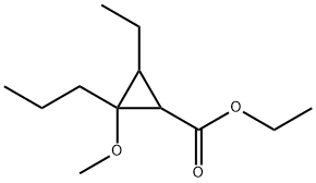 Cyclopropanecarboxylic acid, 3-ethyl-2-methoxy-2-propyl-, ethyl ester (9CI) Structure