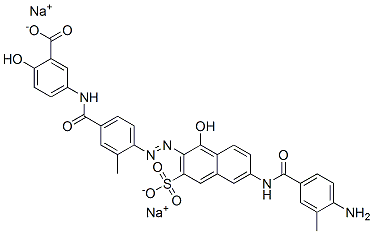 disodium 5-[[4-[[6-[(4-amino-3-methylbenzoyl)amino]-1-hydroxy-3-sulphonato-2-naphthyl]azo]-3-methylbenzoyl]amino]salicylate 구조식 이미지