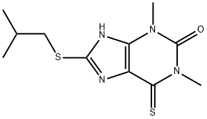 1,3,6,7-Tetrahydro-8-(isobutylthio)-1,3-dimethyl-6-thioxo-2H-purin-2-one 구조식 이미지