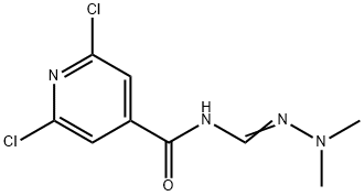 2,6-Dichloro-N-(N,N-dimethylcarbamimidoyl)pyridine-4-carboxamide, 2-[(2,6-Dichloropyridin-4-yl)carbonyl]-1,1-dimethylguanidine 구조식 이미지