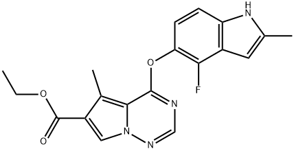 methyl 4-(4-fluoro-2-methyl-1H-indol-5-yloxy)-5-methylpyrrolo[1,2-f][1,2,4]triazine-6-carboxylate 구조식 이미지