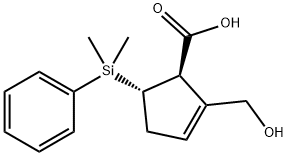 (1R,5S)-5-(Dimethylphenylsilyl)-2-(hydroxymethyl)-2-cyclopentene-1-carboxylic acid 구조식 이미지