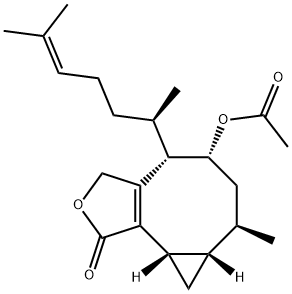 5-Acetoxy-4-(1,5-dimethyl-4-hexenyl)-3,4,5,6,7,7a,8,8a-octahydro-7-methyl-1H-cyclopropa[3,4]cycloocta[1,2-c]furan-1-one 구조식 이미지