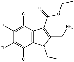 1H-Indole-3-carboxylic acid, 2-aminomethyl-1-ethyl-4,5,6,7-tetrachloro -, ethyl ester 구조식 이미지