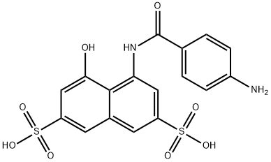 4-[(4-aminobenzoyl)amino]-5-hydroxynaphthalene-2,7-disulphonic acid Structure