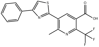 6-METHYL-5-(4-PHENYL-1,3-THIAZOL-2-YL)-2-(TRIFLUOROMETHYL)NICOTINIC ACID 구조식 이미지
