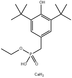 칼슘 비스(모노에틸(3,5-디-터트-뷰틸-4-하이드록시벤질)- 포스폰산 염) 구조식 이미지