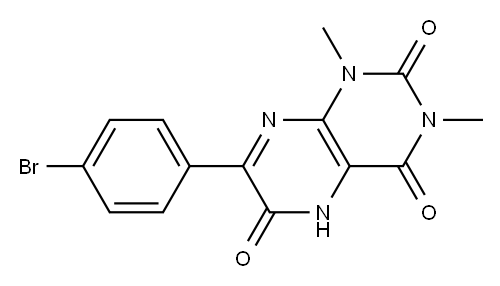 2,4,6(3H)-Pteridinetrione,  7-(4-bromophenyl)-1,5-dihydro-1,3-dimethyl- 구조식 이미지