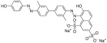 disodium 7-hydroxy-8-[[4'-[(4-hydroxyphenyl)azo]-3,3'-dimethyl[1,1'-biphenyl]-4-yl]azo]naphthalene-1,3-disulphonate 구조식 이미지