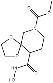 methyl 10-[(hydroxyamino)carbonyl]-1,4-dioxa-7-azaspiro[4.5]decane-7-carboxylate 구조식 이미지