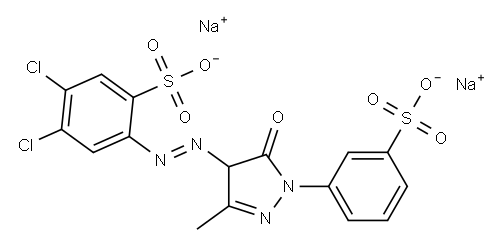 disodium 4,5-dichloro-2-[[4,5-dihydro-3-methyl-5-oxo-1-(3-sulphonatophenyl)-1H-pyrazol-4-yl]azo]benzenesulphonate  Structure