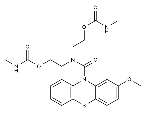 N,N-Bis(2-(((methylamino)carbonyl)oxy)ethyl)-2-methoxy-10H-phenothiazi ne-10-carboxamide Structure