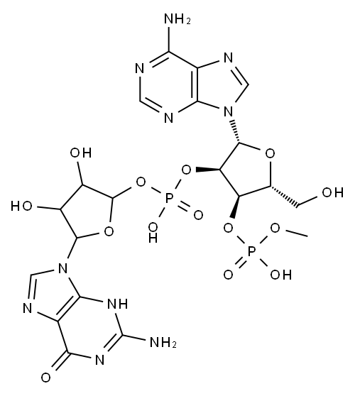 [(2R,3S,4R,5R)-5-(2-amino-6-oxo-3H-purin-9-yl)-3,4-dihydroxyoxolan-2-yl]methyl [(2R,3R,4R,5R)-5-(6-aminopurin-9-yl)-2-(hydroxymethyl)-4-phosphonooxyoxolan-3-yl] hydrogen phosphate 구조식 이미지