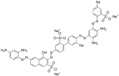 6-[(2,4-Diaminophenyl)azo]-3-[[4'-[[2,4-diamino-5-[(4-sodiosulfophenyl)azo]phenyl]azo]-3'-sodiosulfo[1,1'-biphenyl]-4-yl]azo]-4-hydroxynaphthalene-2-sulfonic acid sodium salt Structure