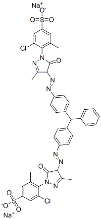 disodium 4,4'-[(phenylmethylene)bis[4,1-phenyleneazo(4,5-dihydro-3-methyl-5-oxo-1H-pyrazole-4,1-diyl)]]bis[3-chloro-5-methylbenzenesulphonate]  Structure