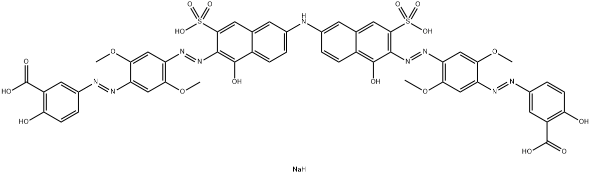 tetrasodium 5,5'-[iminobis[(1-hydroxy-3-sulphonato-6,2-naphthylene)azo(2,5-dimethoxy-4,1-phenylene)azo]]bis(salicylate) Structure