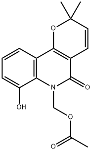 6-[(Acetyloxy)methyl]-5,6-dihydro-7-hydroxy-2,2-dimethyl-2H-pyrano[3,2-c]quinolin-5-one 구조식 이미지