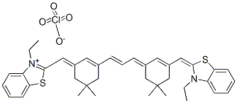 3-ethyl-2-[[3-[3-[3-[(3-ethyl-3H-benzothiazol-2-ylidene)methyl]-5,5-dimethylcyclohex-2-en-1-ylidene]prop-1-enyl]-5,5-dimethylcyclohex-2-en-1-ylidene]methyl]benzothiazolium perchlorate 구조식 이미지