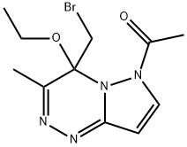 6-Acetyl-4-(bromomethyl)-4-ethoxy-4,6-dihydro-3-methylpyrazolo[5,1-c][1,2,4]triazine 구조식 이미지