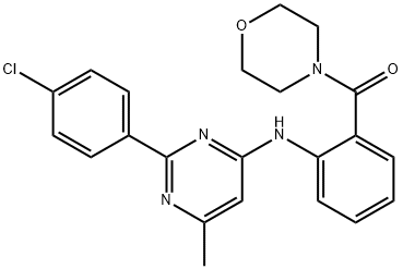 Morpholine, 4-(2-((2-(4-chlorophenyl)-6-methyl-4-pyrimidinyl)amino)ben zoyl)- 구조식 이미지