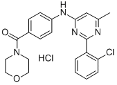 Morpholine, 4-(4-((2-(2-chlorophenyl)-6-methyl-4-pyrimidinyl)amino)ben zoyl)-, monohydrochloride 구조식 이미지