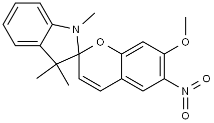 1',3'-dihydro-7-methoxy-1',3',3'-trimethyl-6-nitrospiro[2H-1-benzopyran-2,2'-[2H]indole]  구조식 이미지