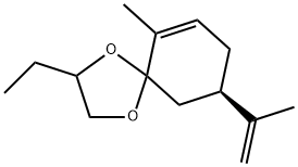 1,4-Dioxaspiro[4.5]dec-6-ene,2-ethyl-6-methyl-9-(1-methylethenyl)-,(9R)-(9CI) Structure