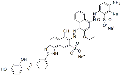 7-[[4-[(4-Amino-3-sodiosulfophenyl)azo]-2-ethoxy-1-naphthalenyl]azo]-6-hydroxy-2-[3-[(2,4-dihydroxyphenyl)azo]phenyl]-1H-naphth[1,2-d]imidazole-8-sulfonic acid sodium salt 구조식 이미지