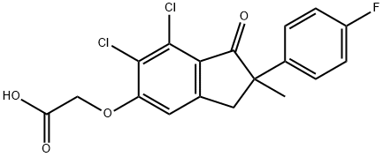((6,7-dichloro-2-(4-fluorophenyl)-2-methyl-1-oxo-5-indanyl)oxy)acetic acid 구조식 이미지