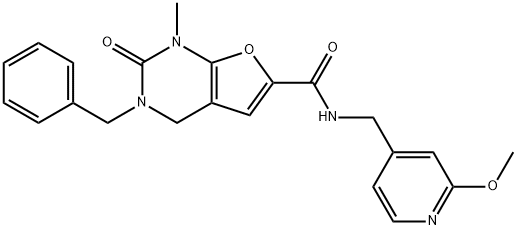 Furo[2,3-d]pyrimidine-6-carboxamide,  1,2,3,4-tetrahydro-N-[(2-methoxy-4-pyridinyl)methyl]-1-methyl-2-oxo-3-(phenylmethyl)- Structure