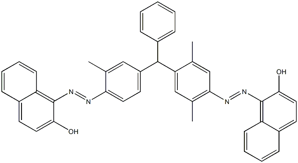 1-[[4-[[4-[(2-hydroxy-1-naphthyl)azo]-2,5-dimethylphenyl]phenylmethyl]-2-methylphenyl]azo]-2-naphthol 구조식 이미지