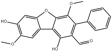 1,7-Dihydroxy-4,8-dimethoxy-3-phenyl-2-dibenzofurancarbaldehyde Structure