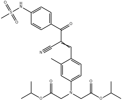 isopropyl N-[4-[2-cyano-3-[4-[(methylsulphonyl)amino]phenyl]-3-oxo-1-propenyl]-m-tolyl]-N-[2-(1-methylethoxy)-2-oxoethyl]glycinate 구조식 이미지