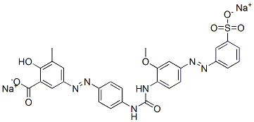 disodium 5-[[4-[[[[2-methoxy-4-[(3-sulphonatophenyl)azo]phenyl]amino]carbonyl]amino]phenyl]azo]-3-methylsalicylate 구조식 이미지