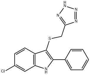 6-Chloro-2-phenyl-3-[(1H-tetrazol-5-yl)methylthio]-1H-indole 구조식 이미지