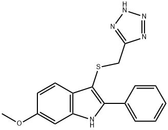 6-Methoxy-2-phenyl-3-[(1H-tetrazol-5-yl)methylthio]-1H-indole Structure