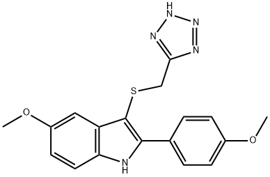 5-Methoxy-2-(4-methoxyphenyl)-3-[(1H-tetrazol-5-yl)methylthio]-1H-indole 구조식 이미지