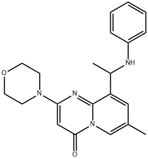 4H-PYRIDO[1,2-A]PYRIMIDIN-4-ONE, 7-METHYL-2-(4-MORPHOLINYL)-9-[1-(PHENYLAMINO)ETHYL]- 구조식 이미지