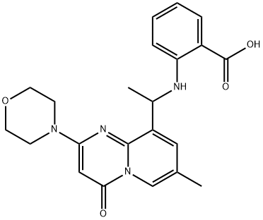 2-[[1-[7-Methyl-2-(morpholin-4-yl)-4-oxopyrido[1,2-a]pyrimidin-9-yl]ethyl]amino]benzoic acid Structure